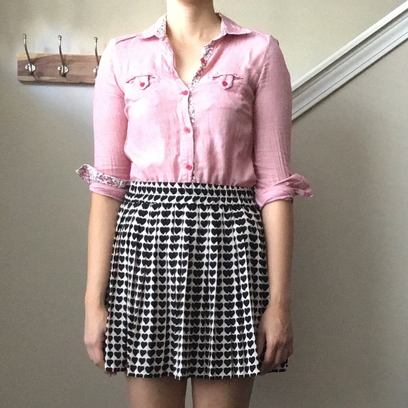 Zara Tops - Zara Longsleeve Button-down Red Tunic With Pockets